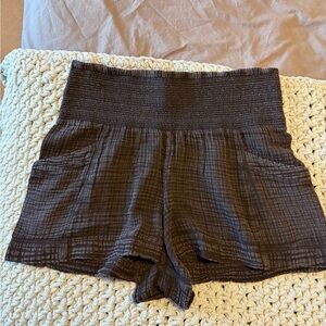 Anthropologie Textured Black High-Waisted Shorts